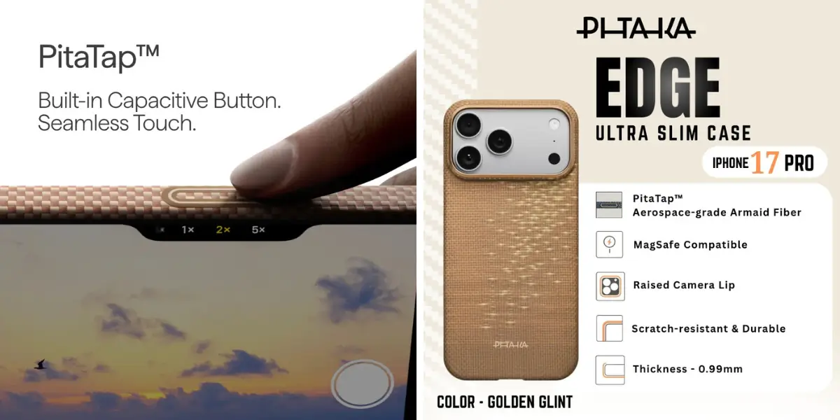 PITAKA Ultra Slim Golden Glint Case for iPhone 17 Pro Max (3).webp